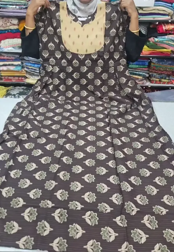 Premium Cotton Frock Style Nighty with Adjustable Rope & Side Pocket |NT3630